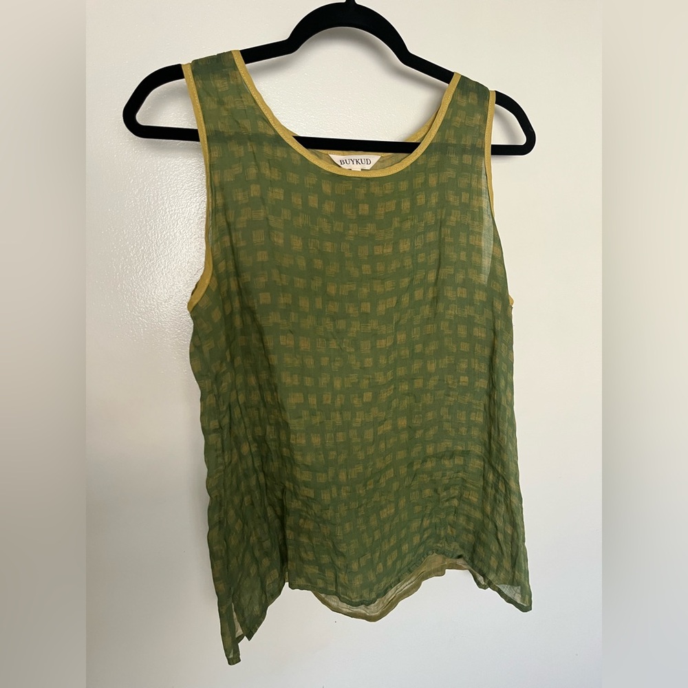 BUYKUD Green Lightweight Summer Tank- Medium